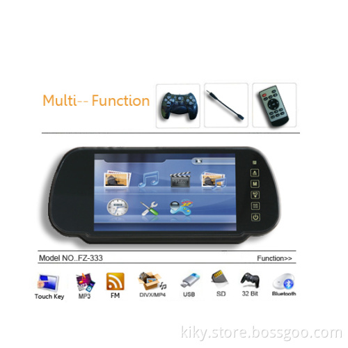 7-inch Rear-view Mirror Monitor with 32-bit Games, SD, MS and MMC Card Reader
